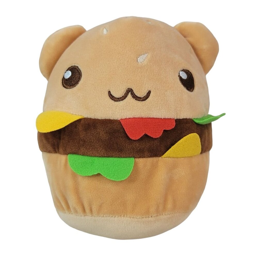 Squishy Plush Cheeseburger Fast Food Brown 8" Bear Lettuce Tomato Hamburger